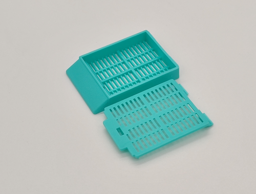 [GEN-GS-1090A] plastic biopsy tissue cassettes with detachable lid 30 angled face large writing area aqua 